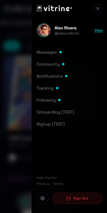 user menu